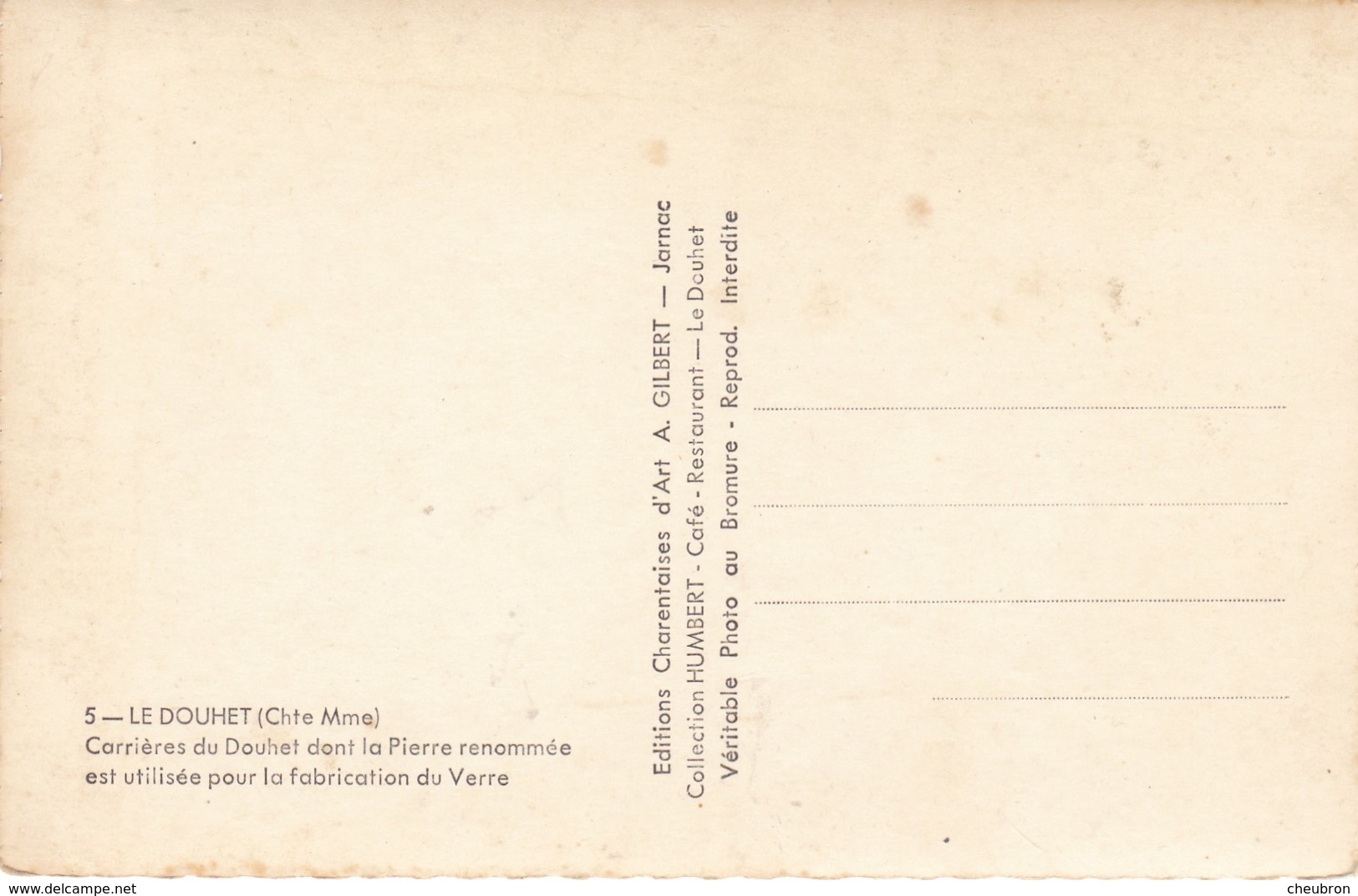 17. LE DOUHET. RARETE. CARRIERES DU DOUHET DONT LA PIERRE RENOMMÉE EST UTILISÉE POUR LA FABRICATION DU VERRE. ANNEES 50 - Autres & Non Classés