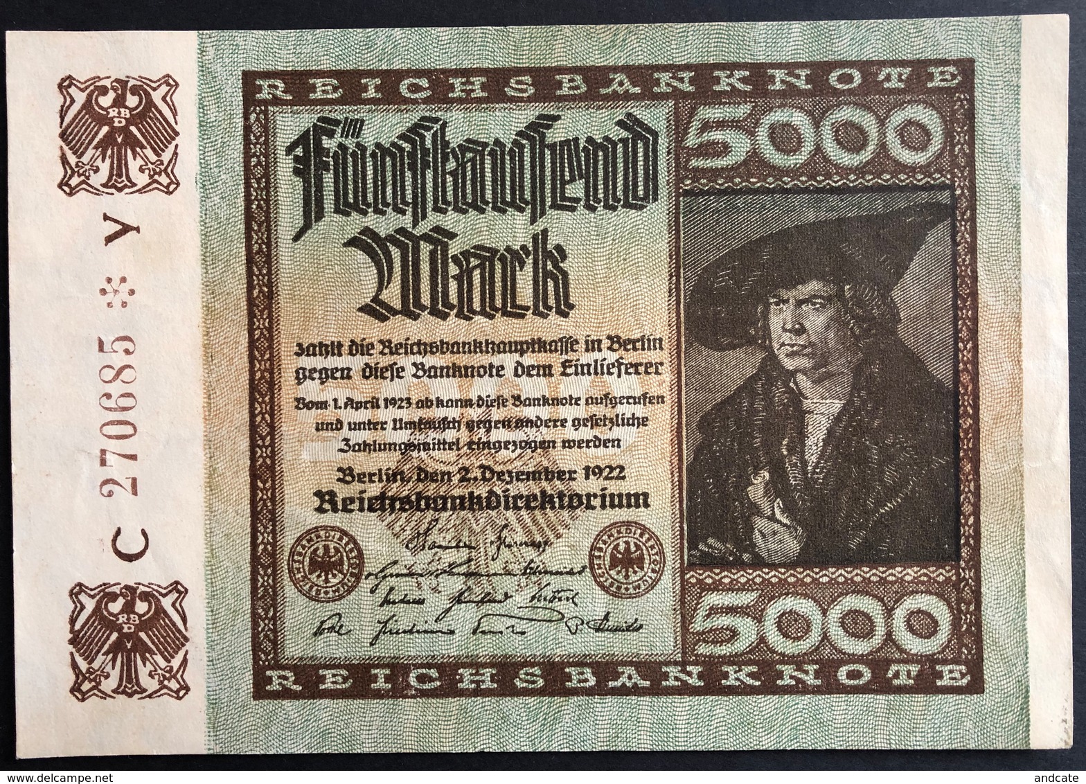 Germany 5000 Mark 1922 Unc. - 5.000 Mark