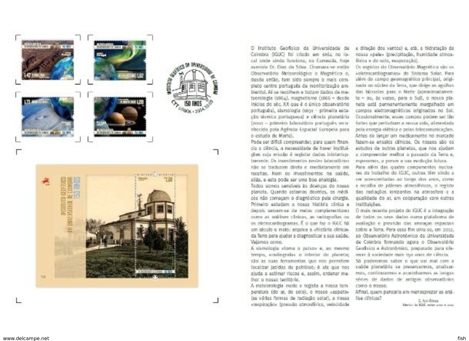 Portugal & PGSB 150 Years Of The University Of Coimbra Geophysical Institute  2014 (5552) - Markenheftchen