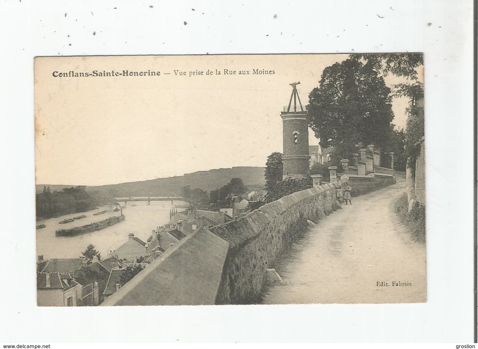 CONFLANS SAINTE HONORINE VUE PRISE DE LA RUE AUX MOINES (ENFANTS SUR LE CHEMIN) 1915 - Conflans Saint Honorine