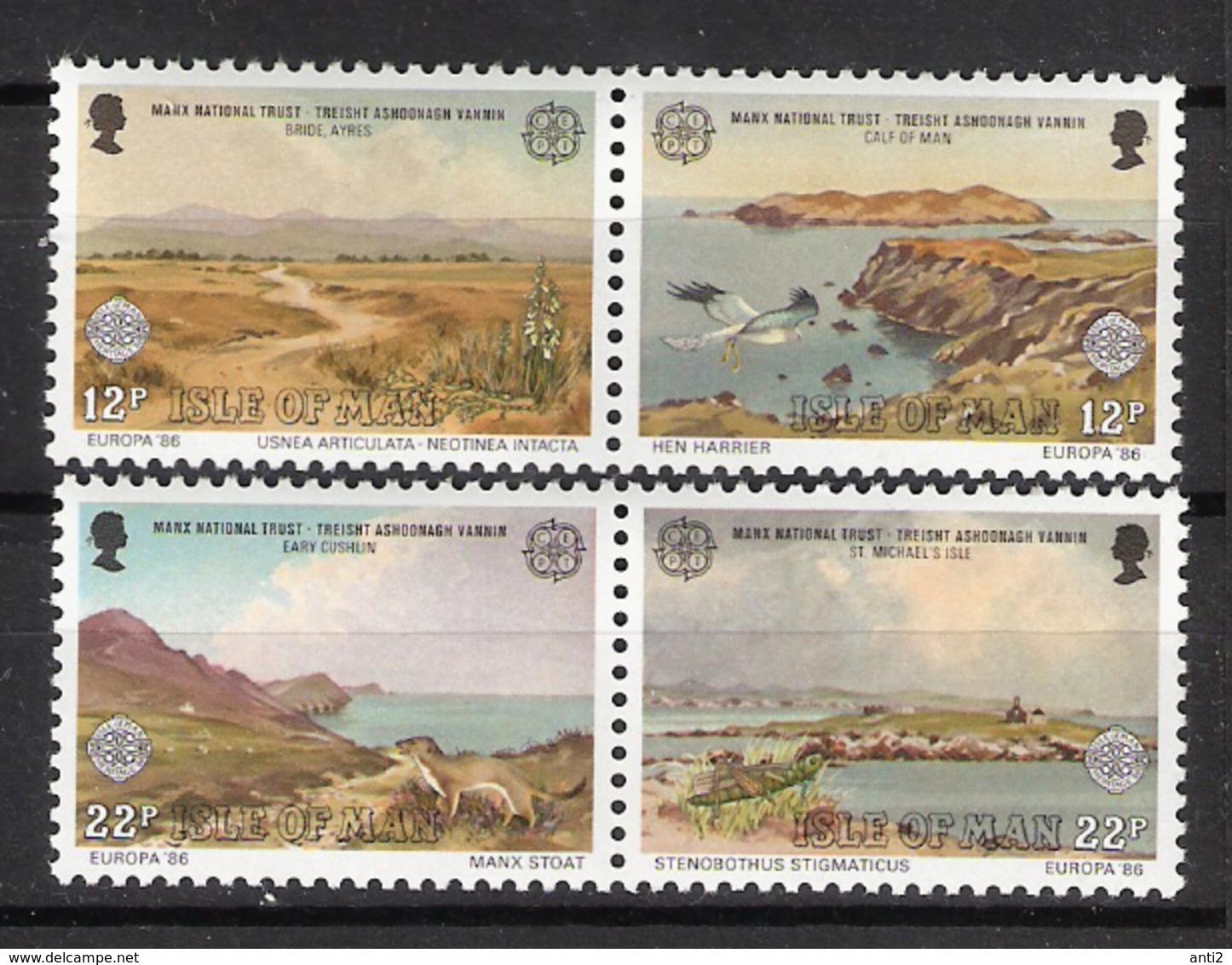 Isle Of Man 1986 Europa: Nature And Environmental Protection, Nature, Birds, Animal, Mi 307-310 MNH(**) - Isle Of Man