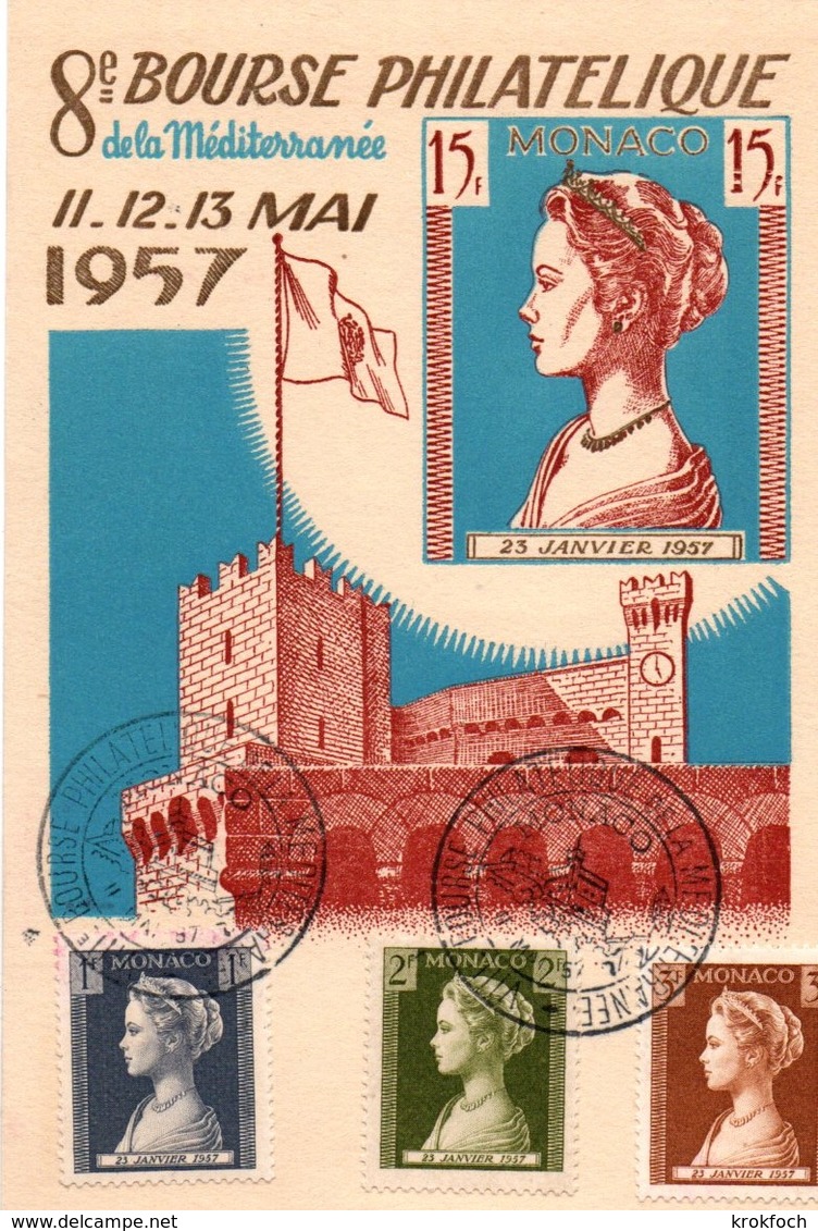 Monaco 1957 - Carte Maximum 8ème Bourse Philatélique De La Méditerranée Princesse Grace - Cartoline Maximum