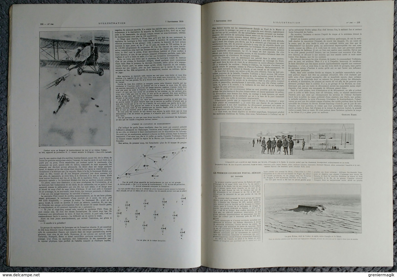 L'Illustration 3940 7 septembre 1918 1er courrier postal aérien Sahara/Russie attentat contre Lénine/Quentin Roosvelt