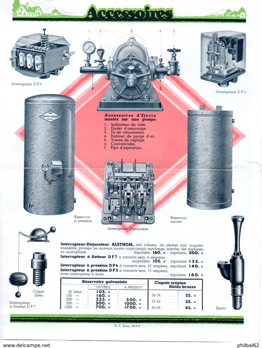 Feuillet Publicitaire En 3 Volets (6 Pages) Pompes MOUVEX. - Other & Unclassified