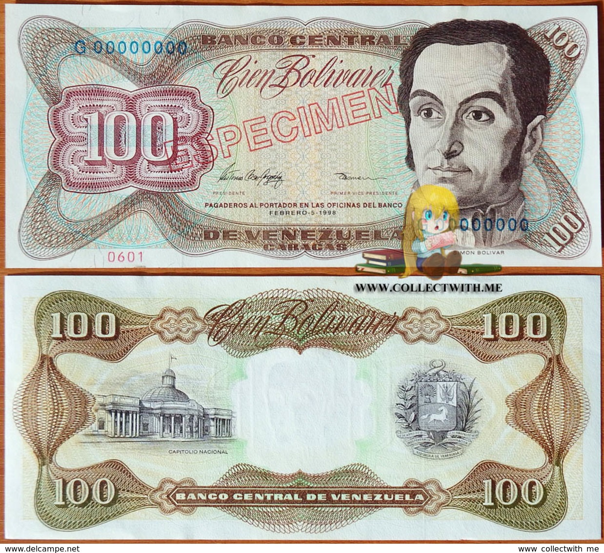 Venezuela 100 Bolivares 5 Feb. 1998 UNC Specimen P-66fs - Venezuela