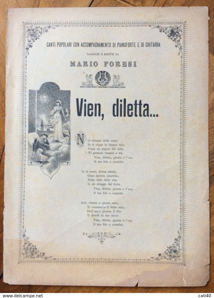 SPARTITO MUSICALE VINTAGE  VIEN DILETTA... CANTI POPOLARI PER PIANOFORTE E GHITARRA RACCOLTI DA MARIO FORESI - Musique Folklorique