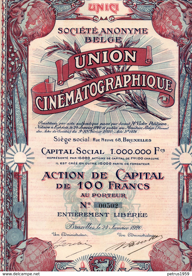 UNION CINEMATOGRAPHIQUE 1920 - Cine & Teatro