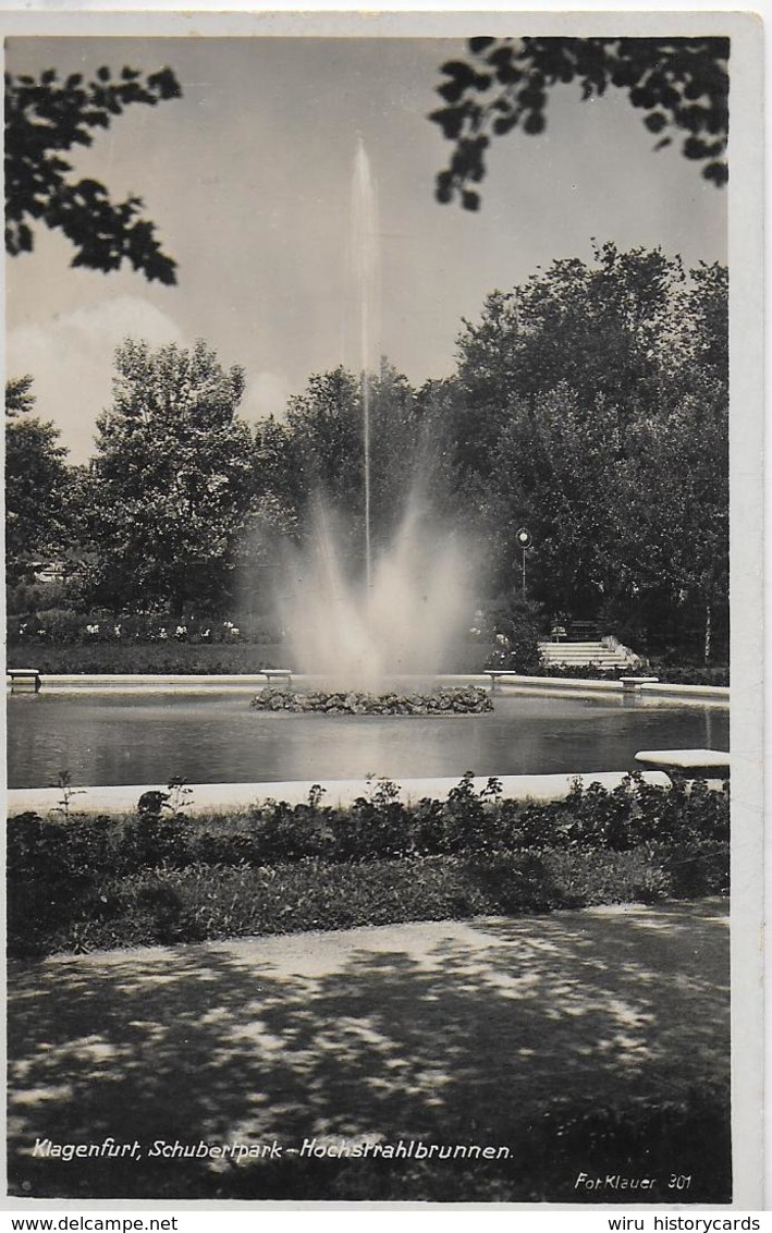 AK 0184  Klagenfurt - Hochstrahlbrunnen Im Schubertpark / Verlag Klauer Um 1940 - Klagenfurt