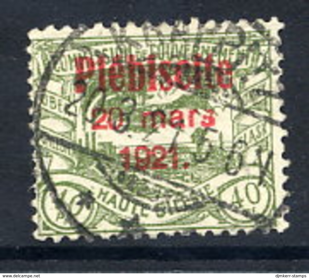 UPPER SILESIA 1921 Plebiscite Overprint On 40 Pfg. Used Signed Weinberg BPP,   Michel 35 - Autres & Non Classés