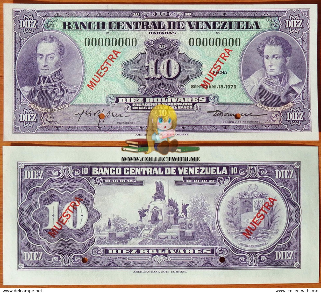 Venezuela 10 Bolivares 1979 UNC Specimen P-51s4 - Venezuela