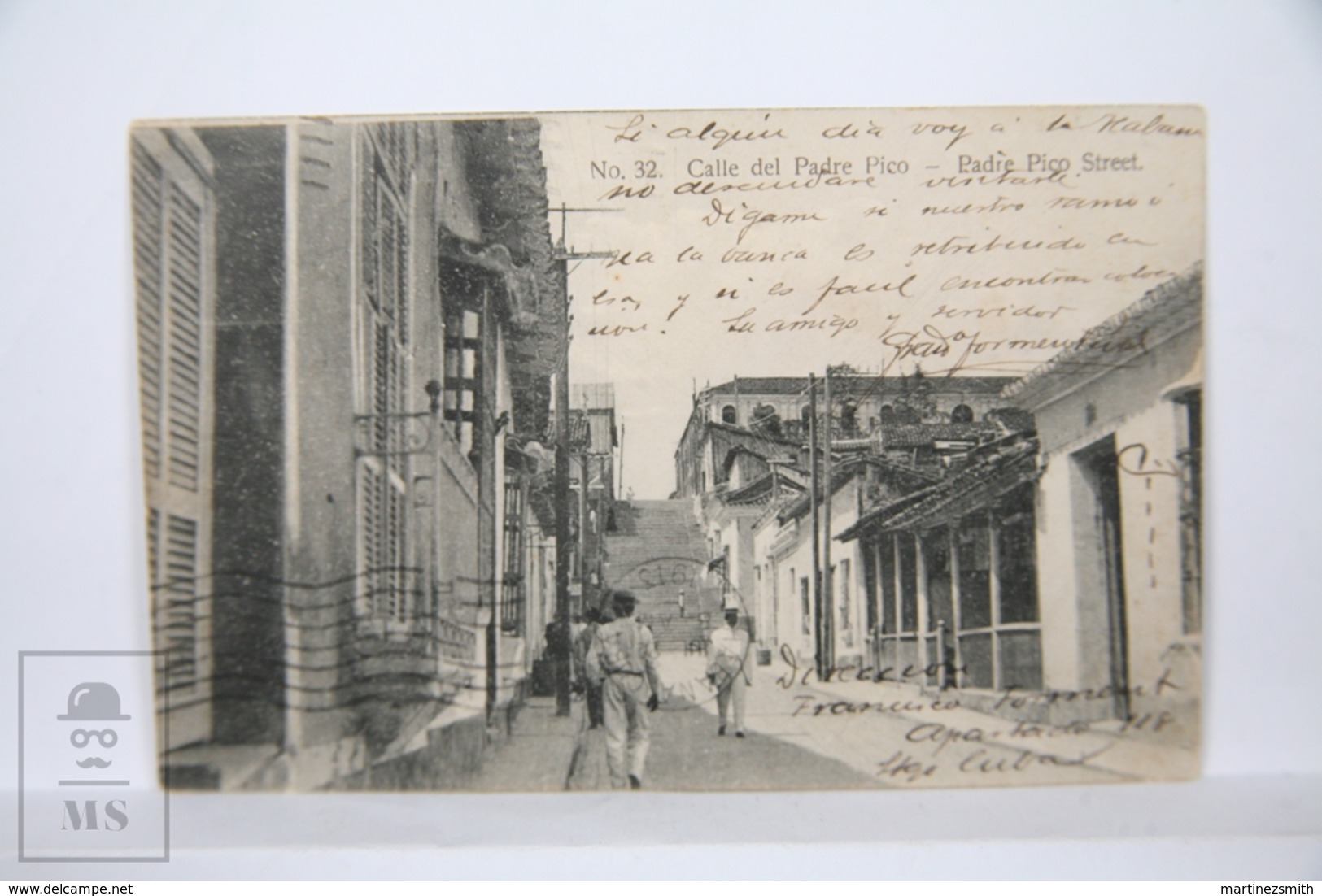 Original Postcard - Postal Cuba - Calle Del Padre Pico - Street View - Year 1913 - Cuba