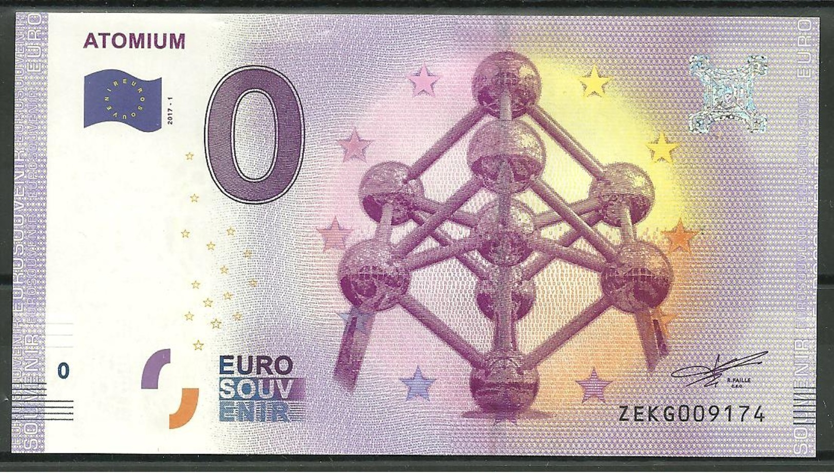 Billet Touristique 0 Euro 2017-1  ATOMIUM  Bruxelles Belgique - Private Proofs / Unofficial