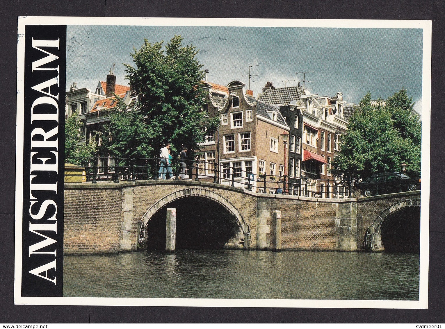 Netherlands: Picture Postcard 2016, 1 Stamp, Detail Of Flower, Photography, Card: Bridge Canal Amsterdam (traces Of Use) - Storia Postale