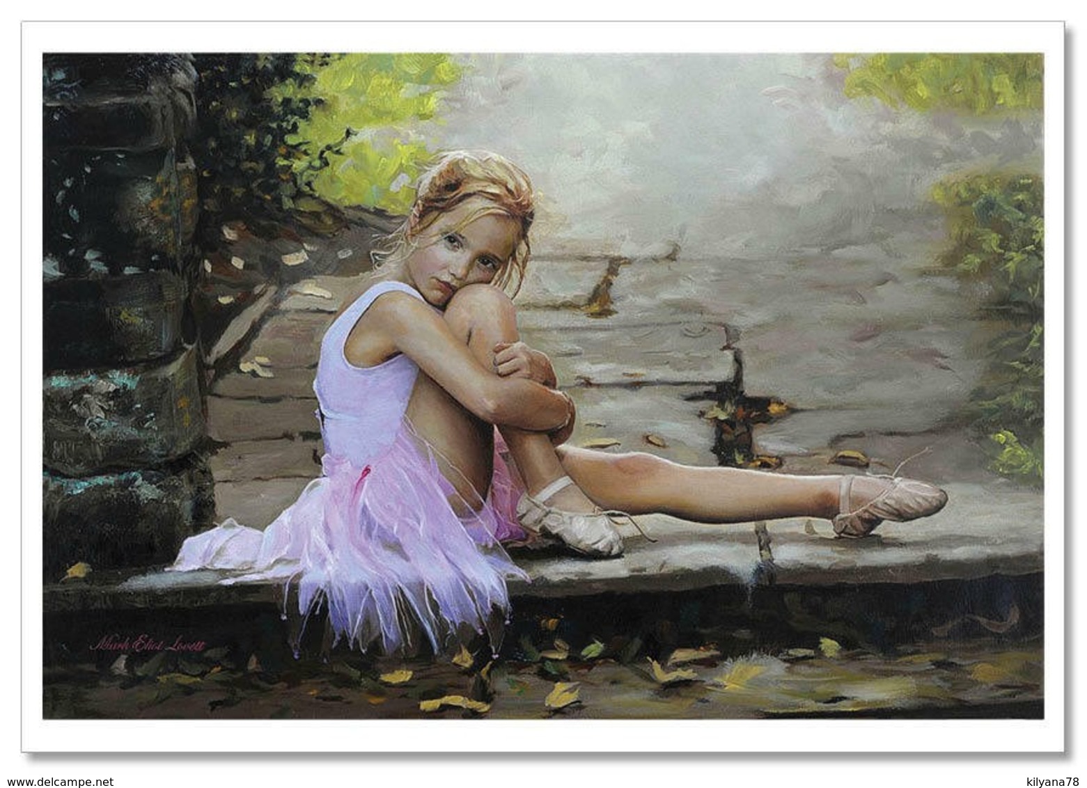 Cute LITTLE GIRL Ballerina Ballet By Mark Lovett Russian Modern Postcard - Altri & Non Classificati