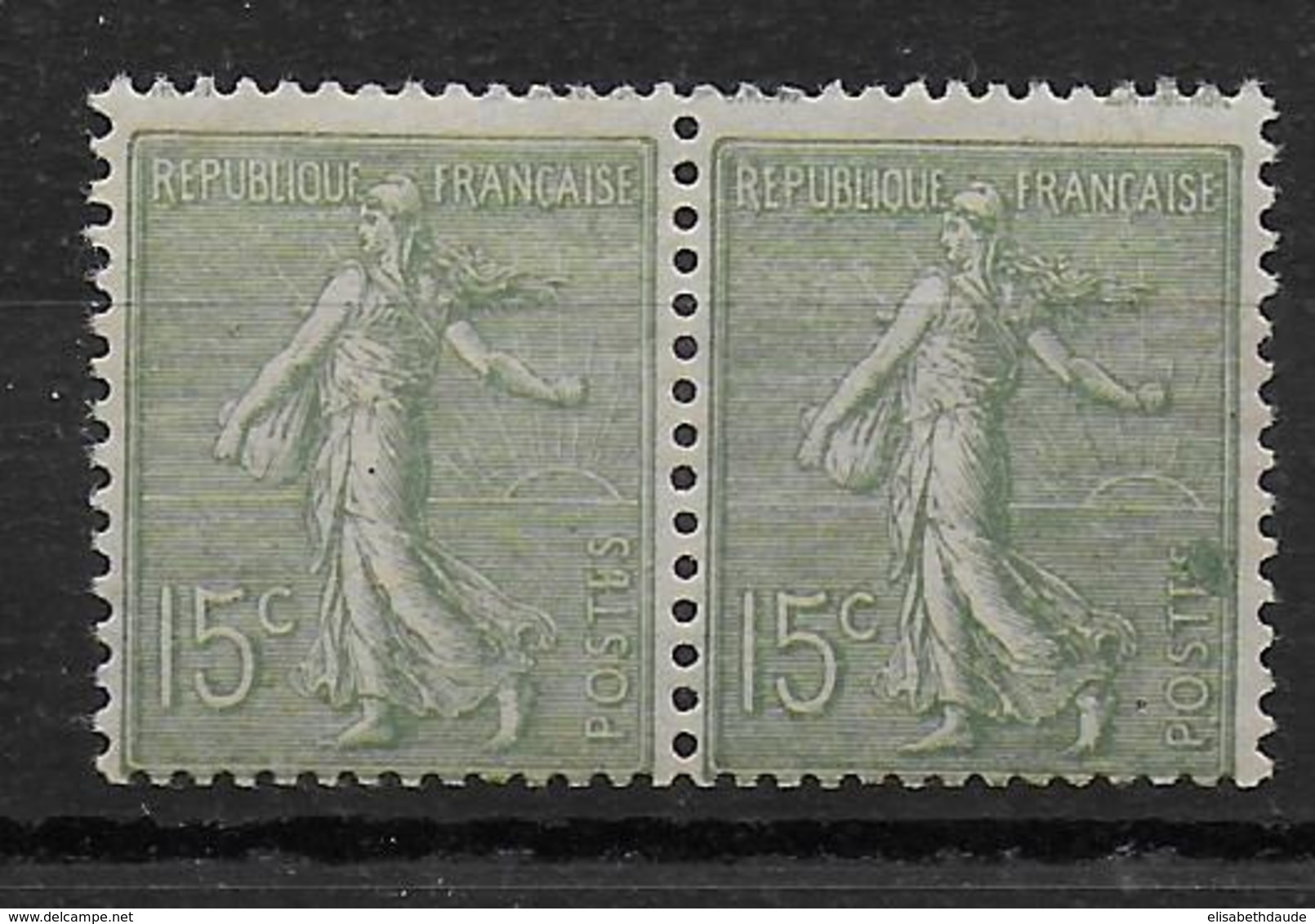 SEMEUSE - YVERT N°130  ** MNH  PAIRE Avec VARIETE "TACHES" Sur "S" De POSTES TENANT à NORMAL - Unused Stamps