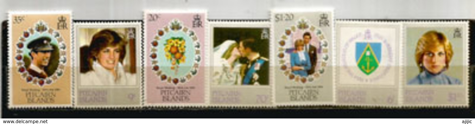 Portraits De Lady Diana.   7 Timbres Neufs ** Des îles Pitcairn.  Deux Séries Complètes - Pitcairn