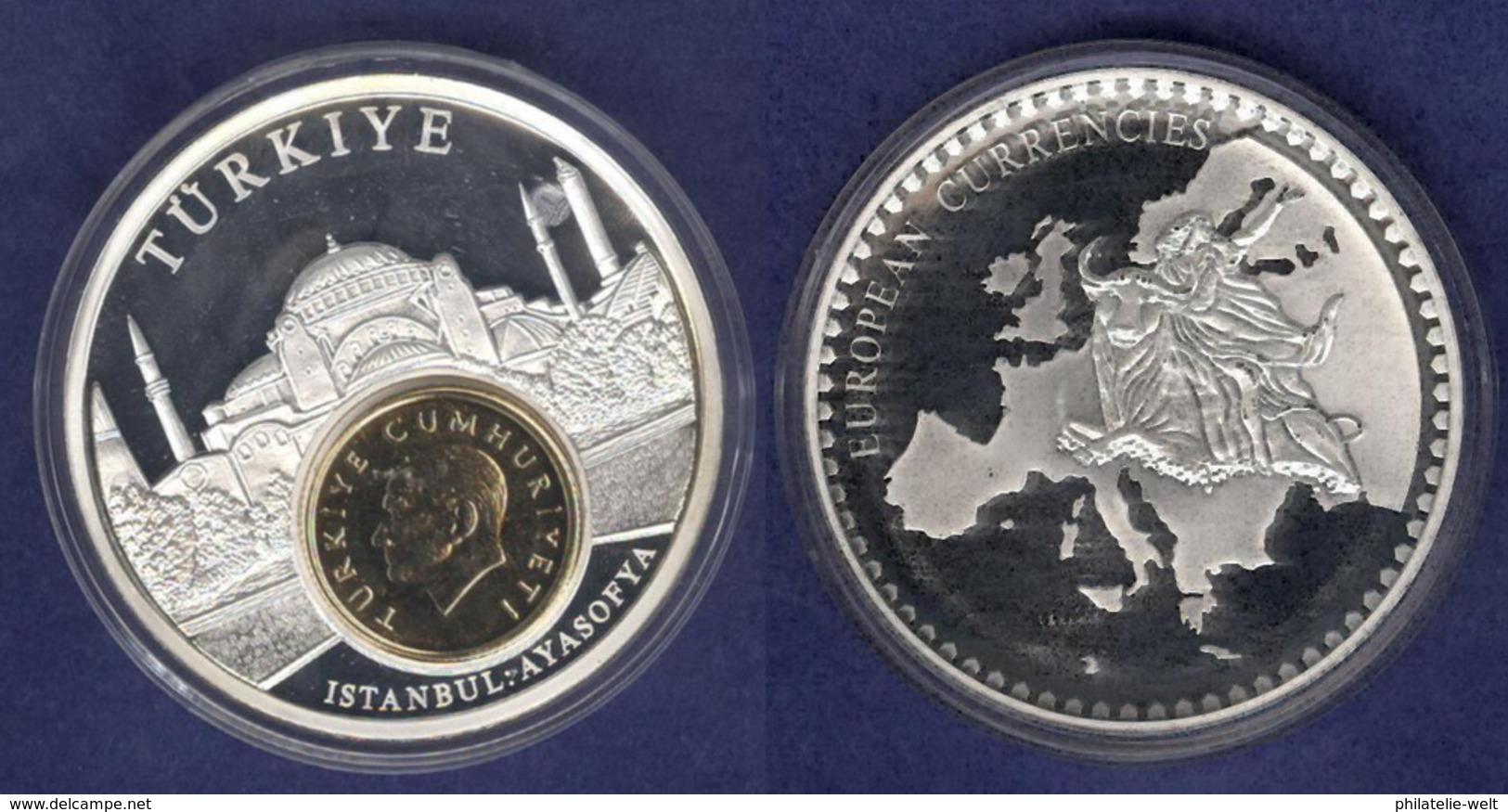 Medaille 2003 Das Geld Europas, Versilbert, Teilvergoldet PP 50mm - Sonstige & Ohne Zuordnung