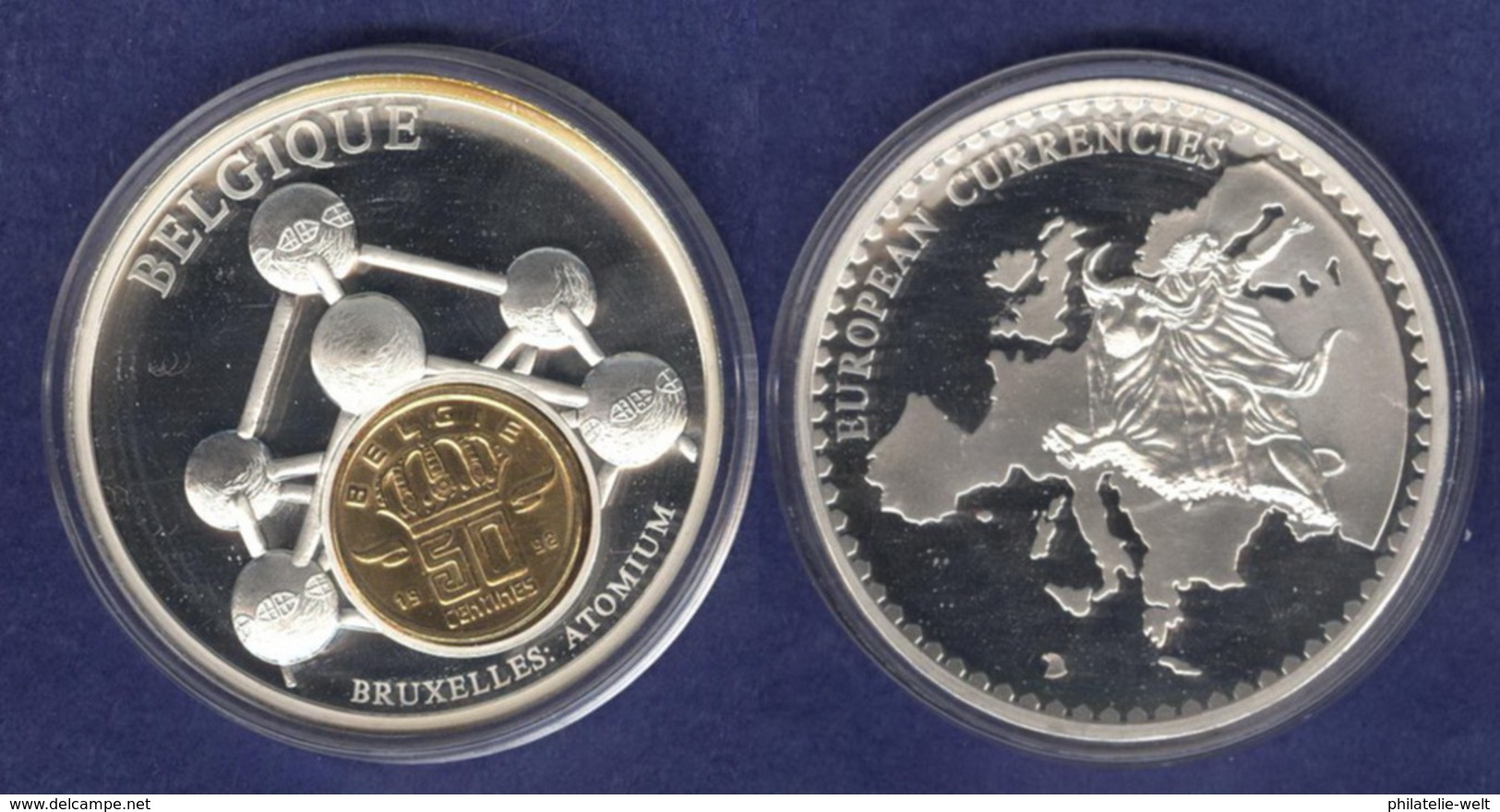 Medaille 2003 Das Geld Europas, Versilbert, Teilvergoldet PP 50mm - Autres & Non Classés
