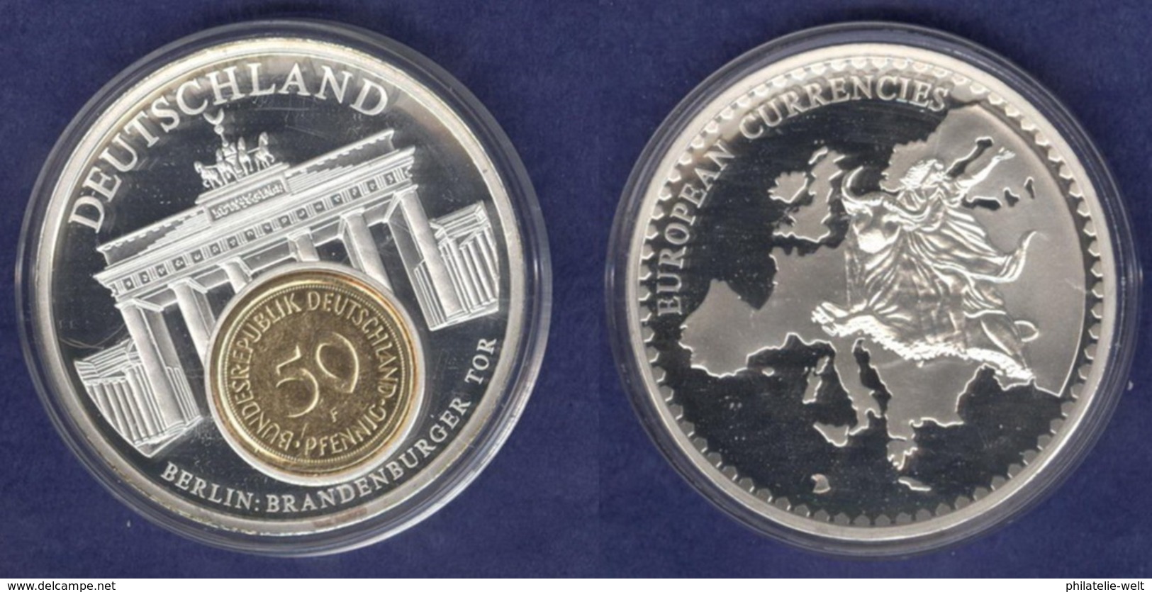 Medaille 2003 Das Geld Europas, Versilbert, Teilvergoldet PP 50mm - Sonstige & Ohne Zuordnung