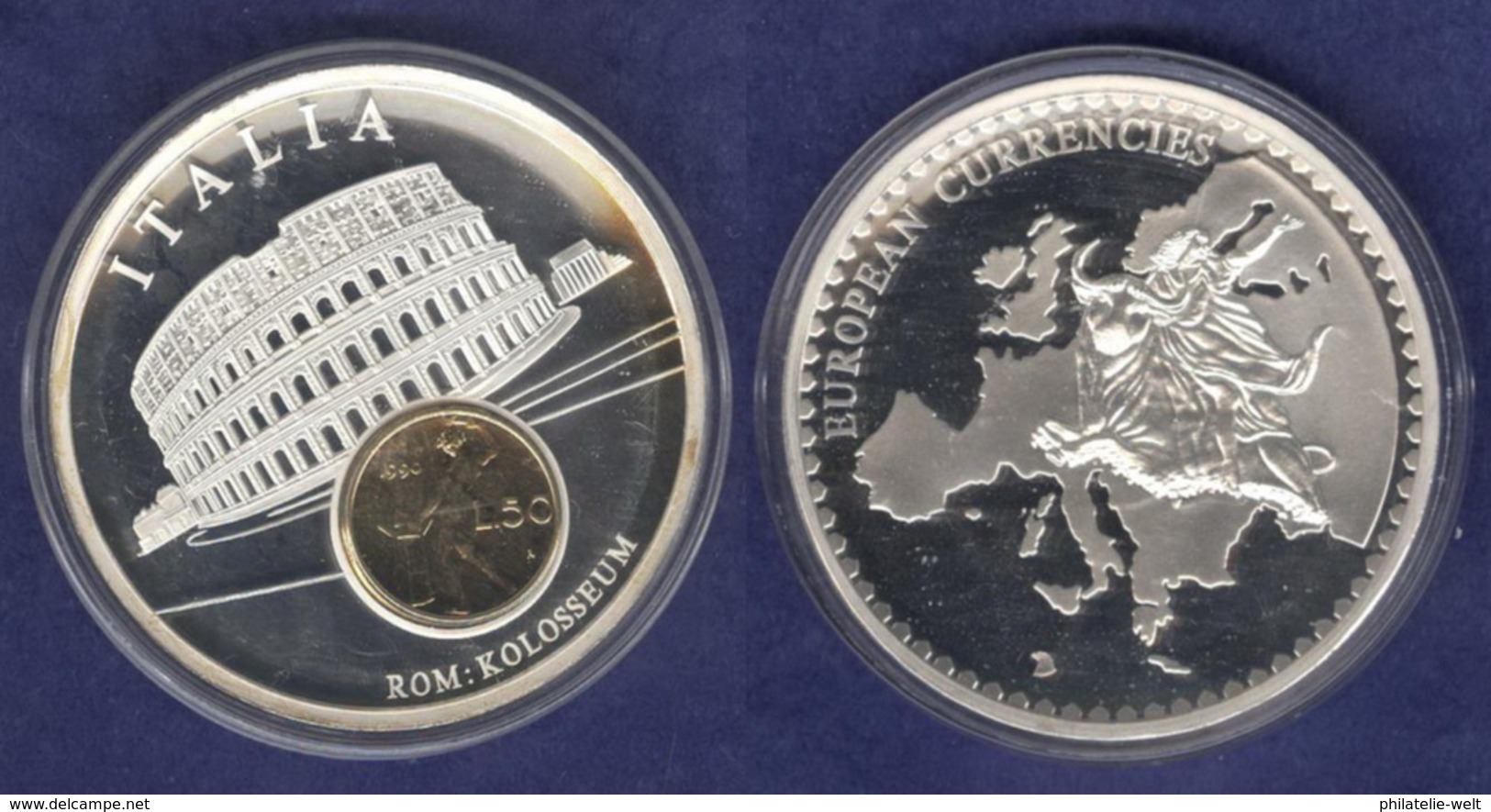 Medaille 2003 Das Geld Europas, Versilbert, Teilvergoldet PP 50mm - Sonstige & Ohne Zuordnung
