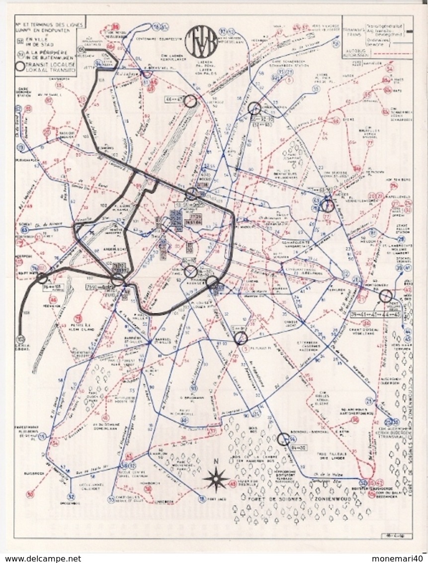 TIBV - TRANSPORTS INTERCOMMUNAUX  DE BRUXELLES VICINAUX - 1968 - PLAN Du RESEAU Des TRAMWAYS Et AUTOBUS - Europe