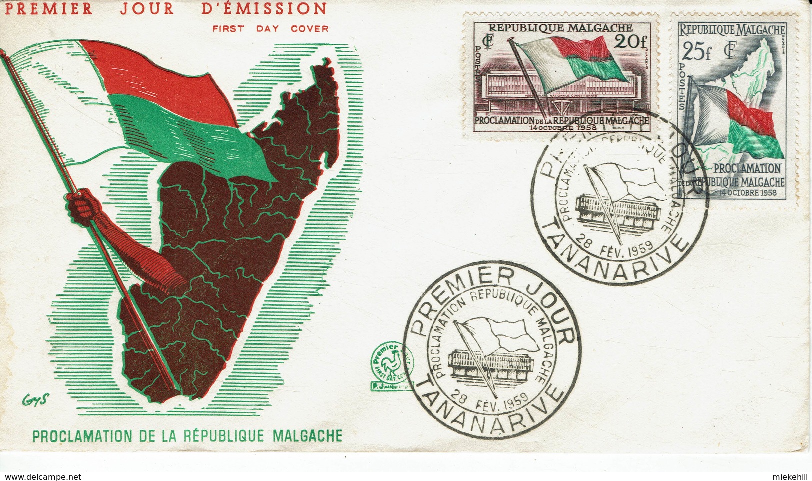 MADAGASCAR-TANANARIVE-PROCLAMATION DE LA REPUBLIQUE MALGACHE Fdc - Madagascar (1960-...)