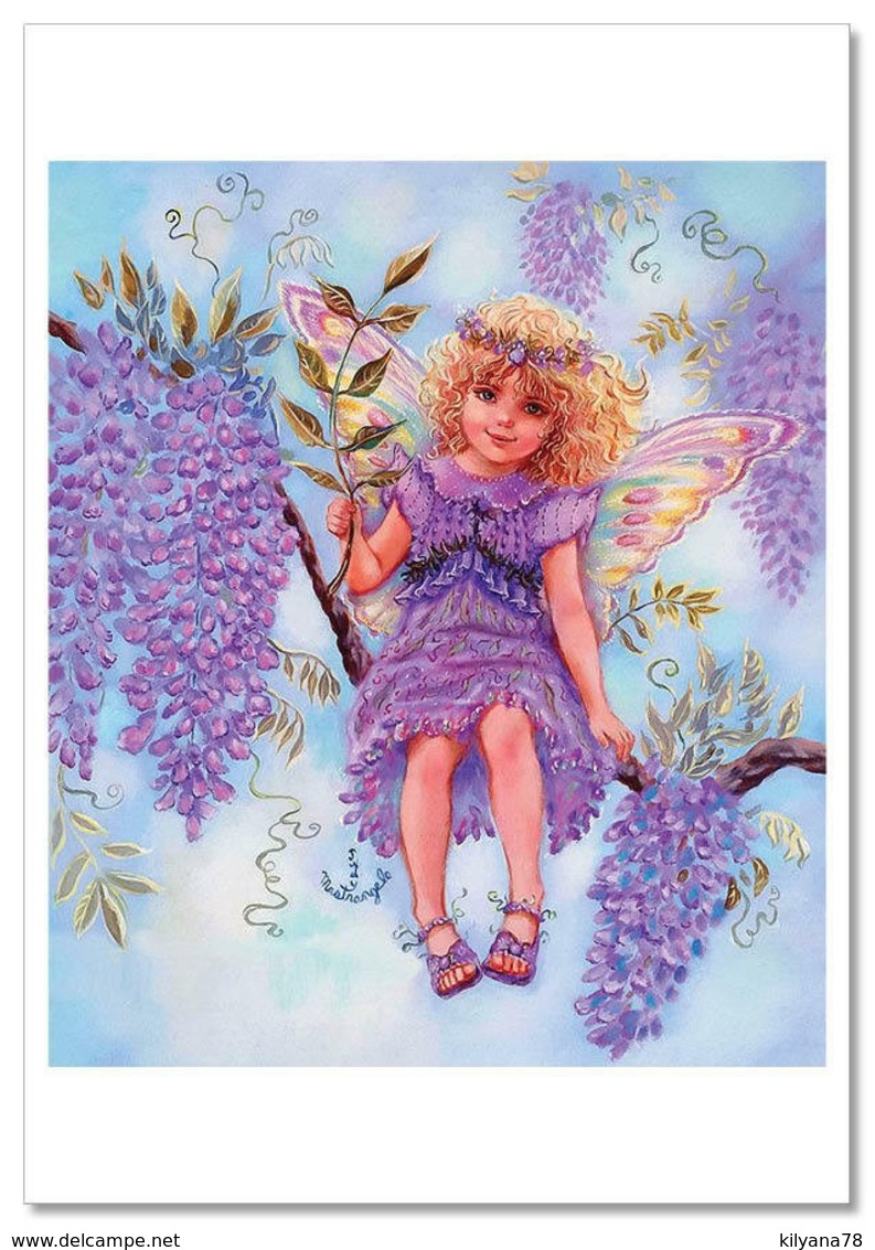 KIDS ART ~ LITTLE GIRL Fairy On Blossom Tree By Mastrangelo New Modern Postcard - Other & Unclassified