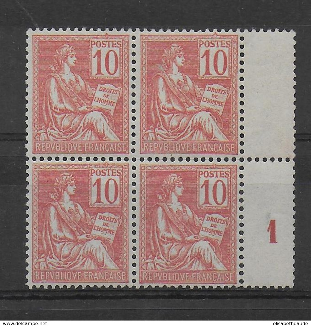 MOUCHON - YVERT N°116  **/* BLOC De 4 MILLESIME CHARNIERE LEGERE SUR 2 TIMBRES - COTE = 450++ EUR. - 1900-02 Mouchon