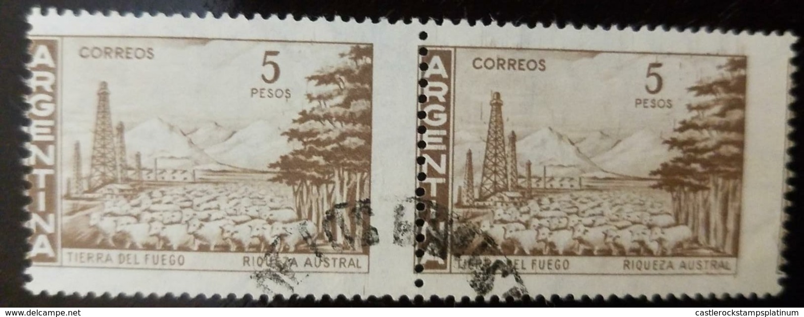 O) 1971 ARGENTINA, PERFORATION ERROR, AUSTRAL WEALTH -TIERRA DEL FUEGO -RIQUEZA AUSTRAL, WITH CANCELLATION, XF - Unused Stamps