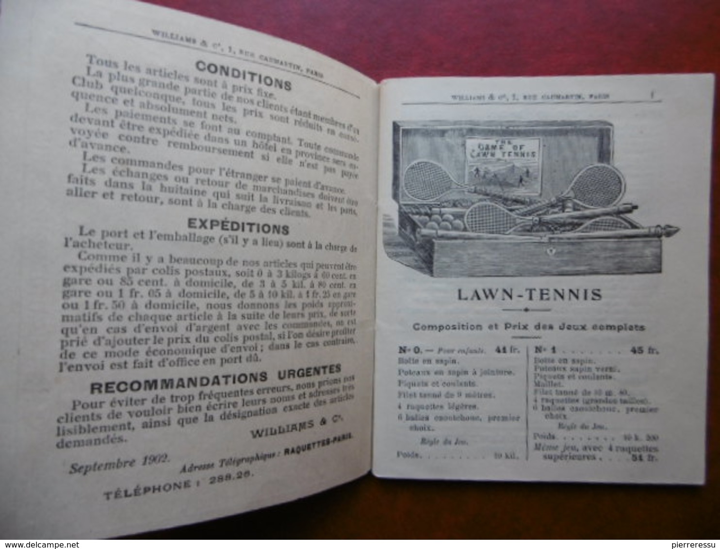 SPORT TENNIS CROQUET BADMINTON CRICKET FOOTBALL POLO LACROSSE BOXING WILLIAMS & Cie A PARIS 1902 - Autres & Non Classés