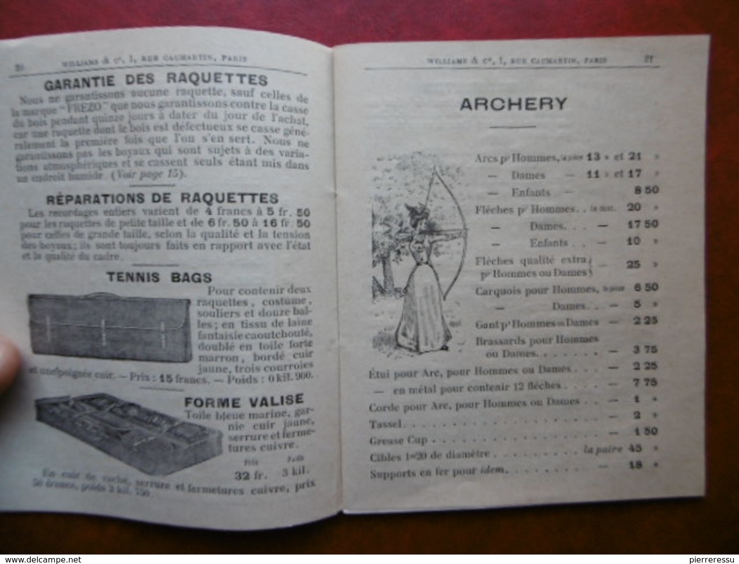 SPORT TENNIS CROQUET BADMINTON CRICKET FOOTBALL POLO LACROSSE BOXING WILLIAMS & Cie A PARIS 1902