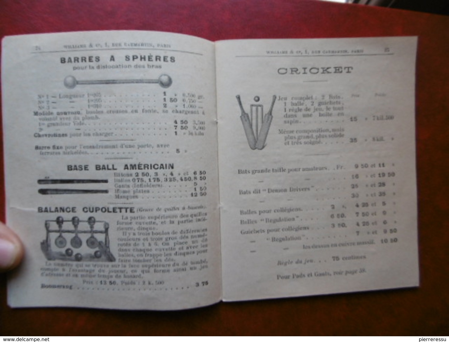 SPORT TENNIS CROQUET BADMINTON CRICKET FOOTBALL POLO LACROSSE BOXING WILLIAMS & Cie A PARIS 1902