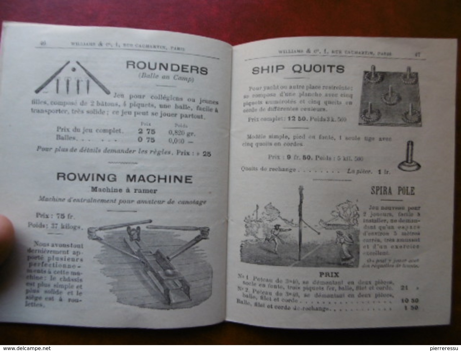 SPORT TENNIS CROQUET BADMINTON CRICKET FOOTBALL POLO LACROSSE BOXING WILLIAMS & Cie A PARIS 1902