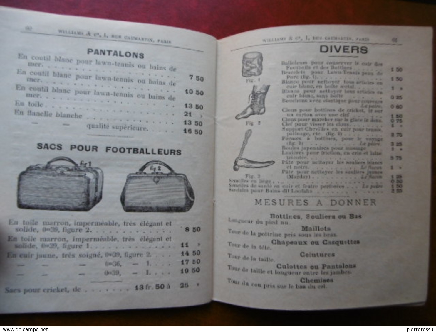 SPORT TENNIS CROQUET BADMINTON CRICKET FOOTBALL POLO LACROSSE BOXING WILLIAMS & Cie A PARIS 1902