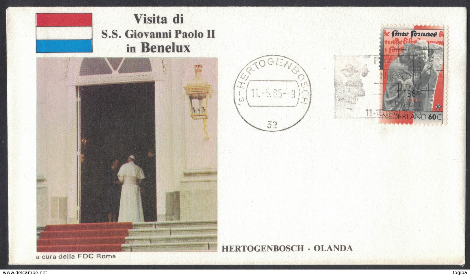 YN182     Nederland 1985 Visita Di S.S. Giovanni Paolo II  In Benelux - Hertogenbosch  FDC Roma - Papi