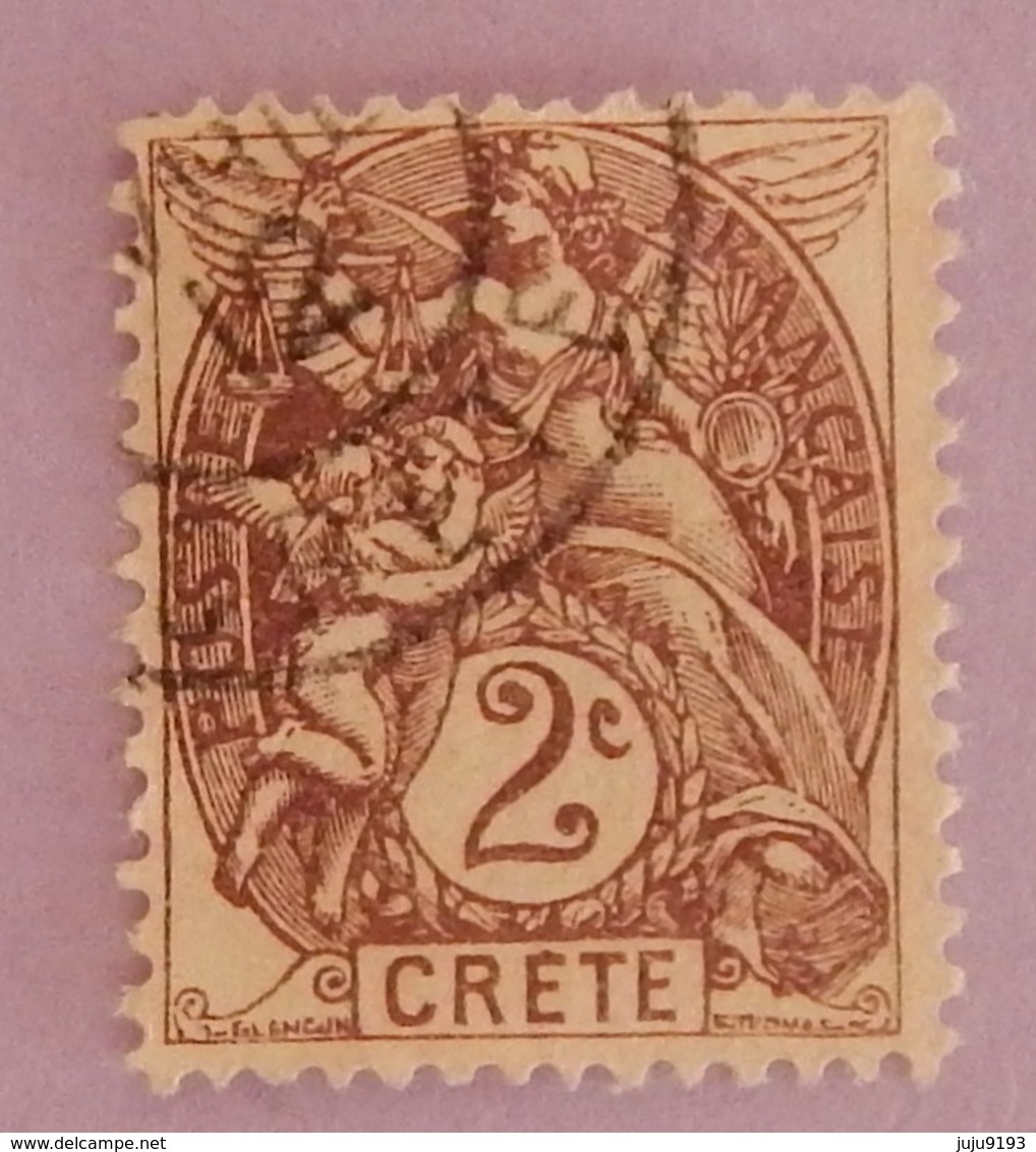 CRETE BUREAU FRANCAIS YT 2 OBLITERE ANNEE 1902/1903 - Oblitérés