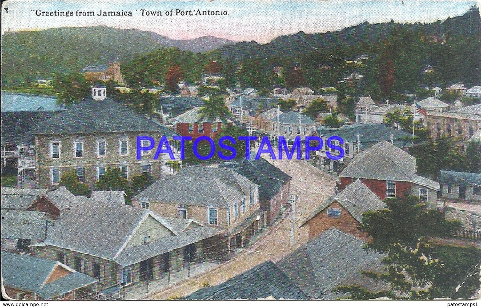 108793 CARIBBEAN JAMAICA TOWN OF PORT ANTONIO VIEW PARTIAL BREAK POSTAL POSTCARD - Autres & Non Classés