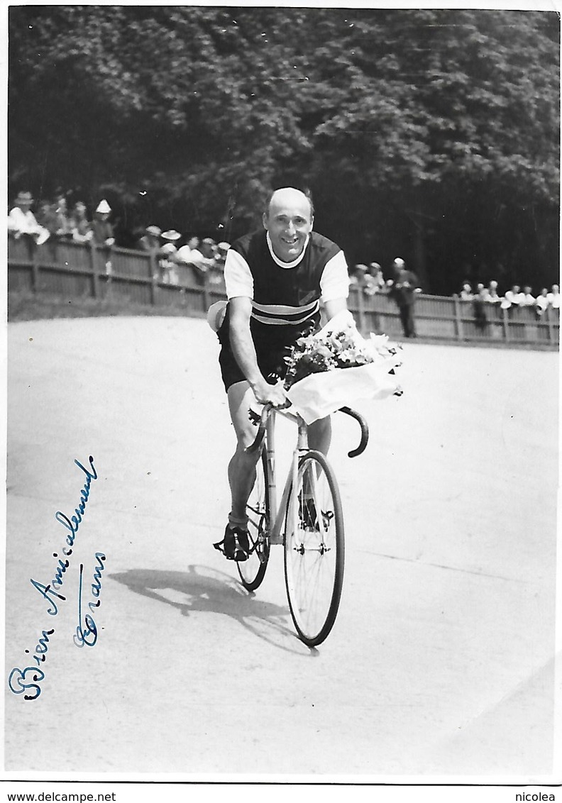 CYCLISME RARE PHOTO ANCIENNE JAC DU VAINQUEUR DU GRAND PRIX DE PARIS VETERANS 1943 DEDICACEE - Ciclismo