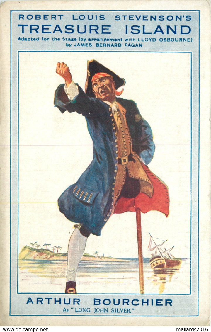 STRAND THEATRE LONDON - "TREASURE ISLAND" WITH ARTHUR BOURCHIER ADVERTISING CARD #7521 - Advertising