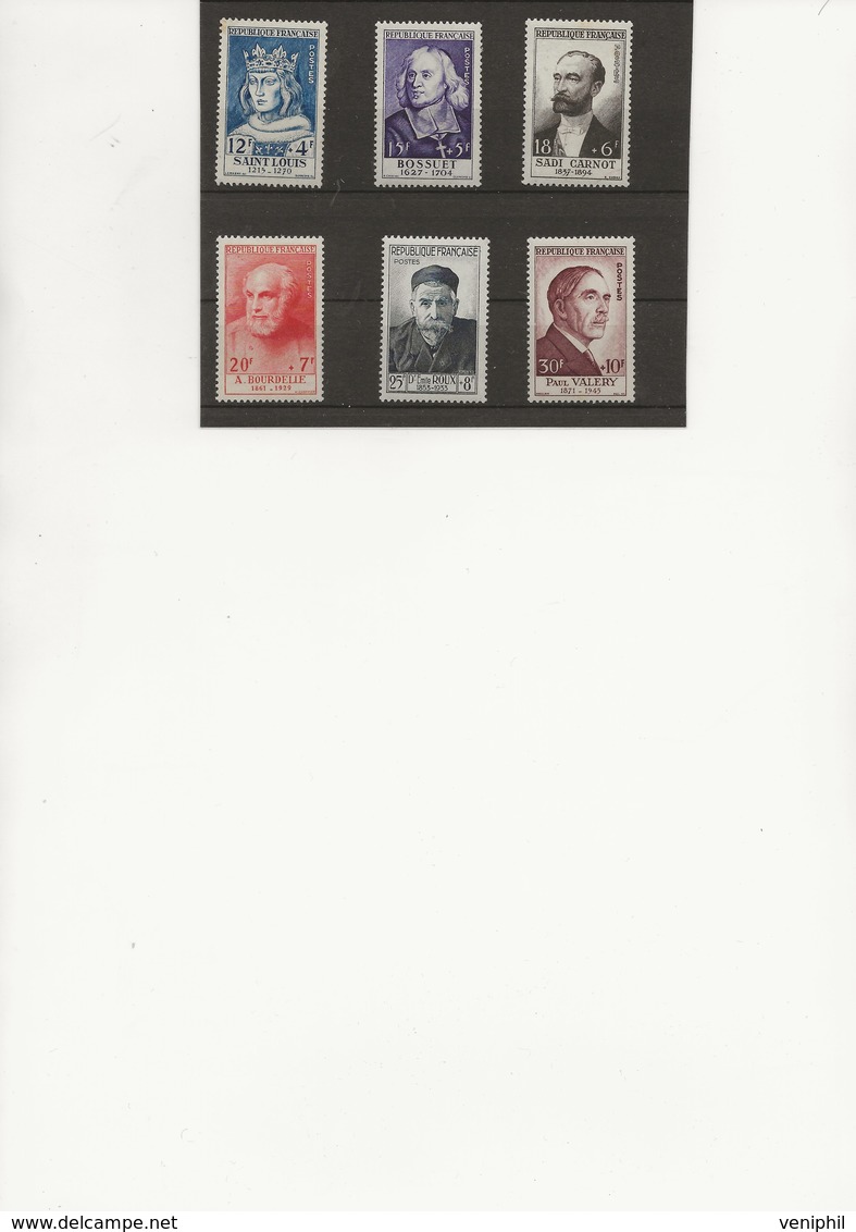 SERIE CELEBRITES N° 989 A 994  NEUF INFIME ADHERENCE -ANNEE 1954 - COTE :110 € - Unused Stamps