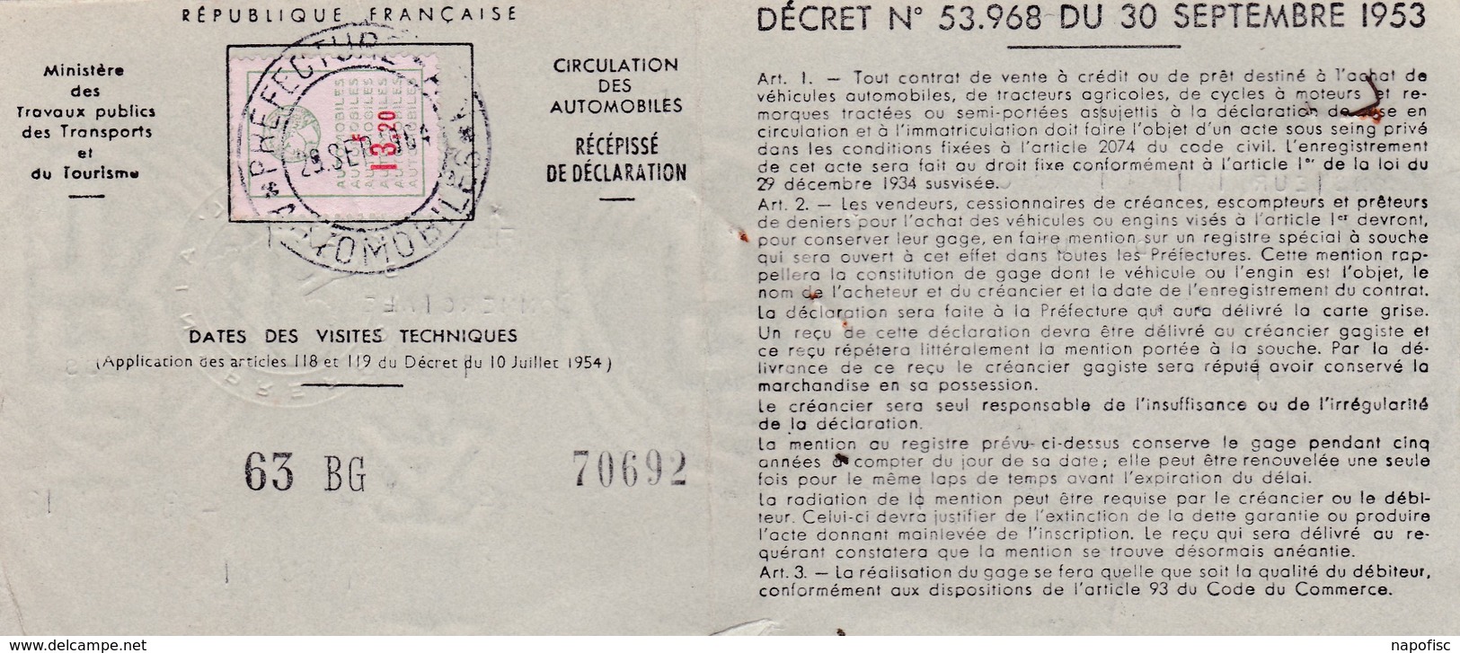 T.F. Automobiles N°122 Sur Carte Grise - Other & Unclassified