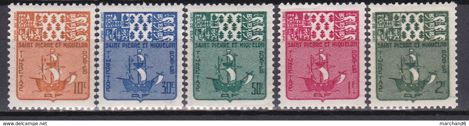 Saint Pierre Et Miquelon Taxe Armoiries 1947 N°67 à 71  Neuf* Charnière - Timbres-taxe