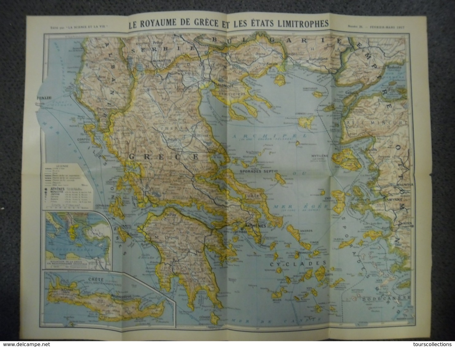 Carte De Mars 1917 - GUERRE 1914 1918 - Le Royaume De GRECE  - Cyclades, Crète, Sporades Mytilène Chio, Iles Ioniennes - Cartes Géographiques