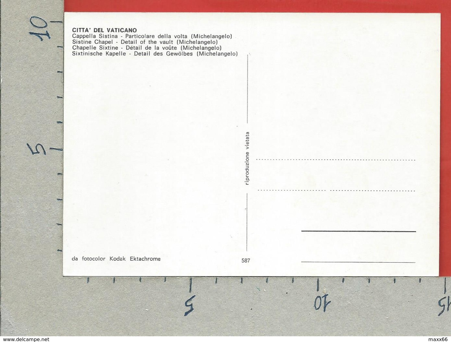 CARTOLINA NV VATICANO - Cappella Sistina - Particolare Della Volta - Michelangelo - 10 X 15 - Vaticano