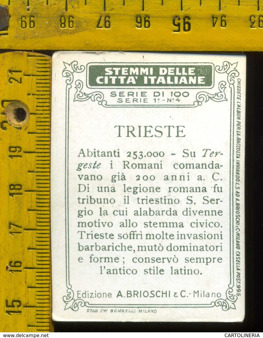 Figurina Brioschi Araldica Stemmi Città Italiane Serie 1 N° 04 Trieste - Altri & Non Classificati