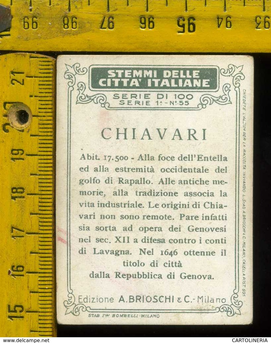 Figurina Brioschi Araldica Stemmi Città Italiane Serie 1 N° 55 Chiavari - Altri & Non Classificati