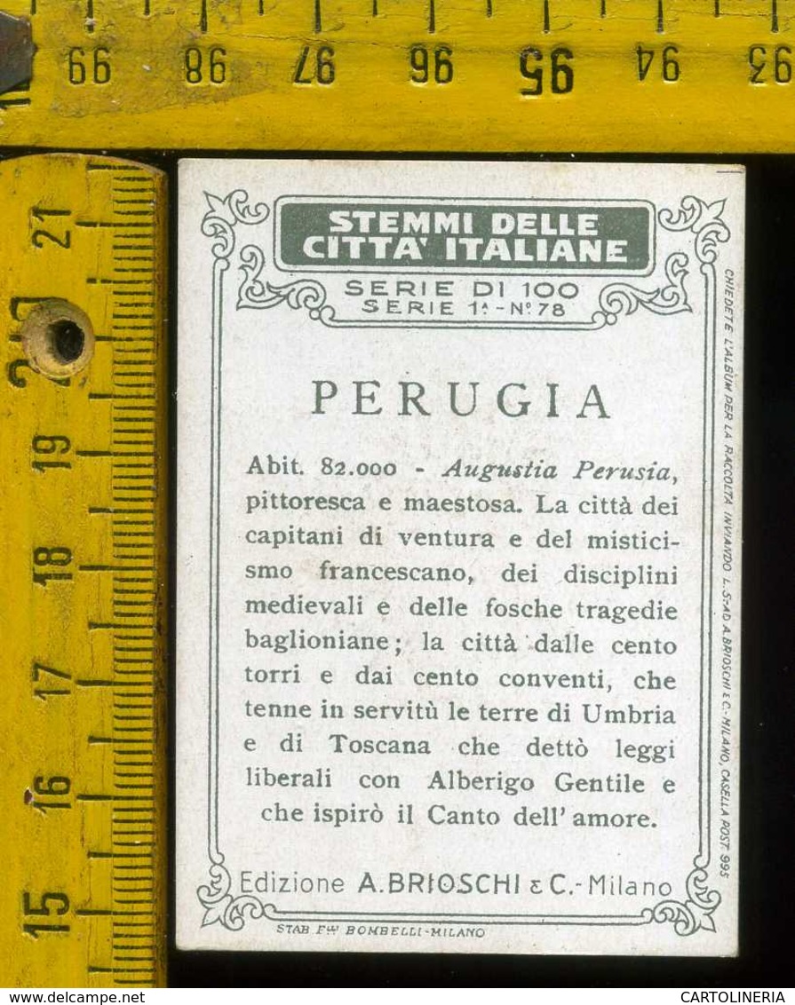 Figurina Brioschi Araldica Stemmi Città Italiane Serie 1 N° 78 Perugia - Altri & Non Classificati