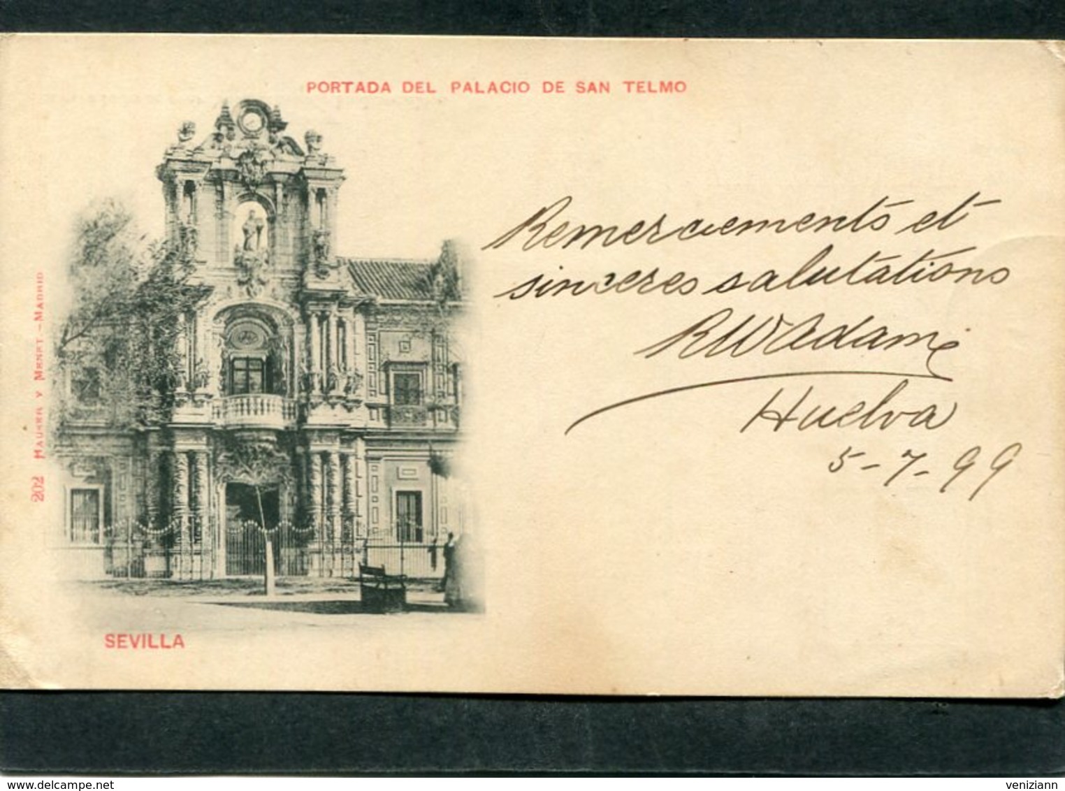 CPA - SEVILLA - Portada Del Palacio De San Telmo  (dos Non Divisé,1899) - Sevilla