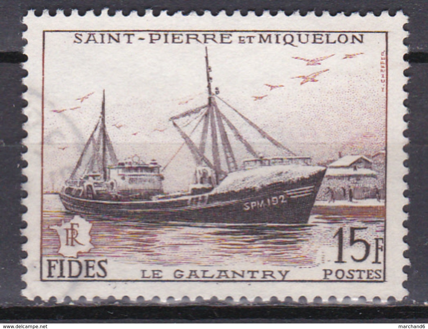 Saint Pierre Et Miquelon FIDES Le Chalutier Galantry N°352 Oblitéré - Oblitérés
