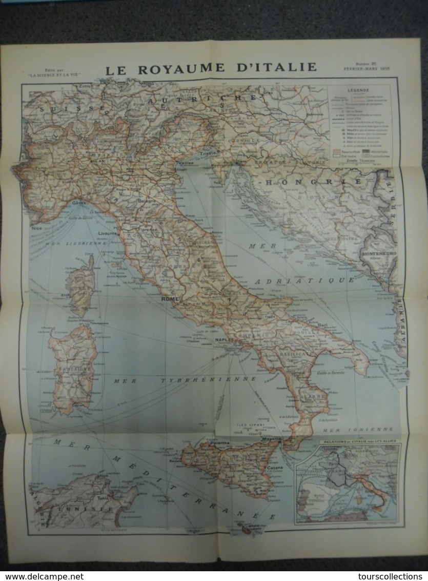 Carte De MARS 1918 - Guerre 1914 1918 - ITALIE CORSE SARDAIGNE SICILE HONGRIE Et Bas Autriche - Cartes Géographiques